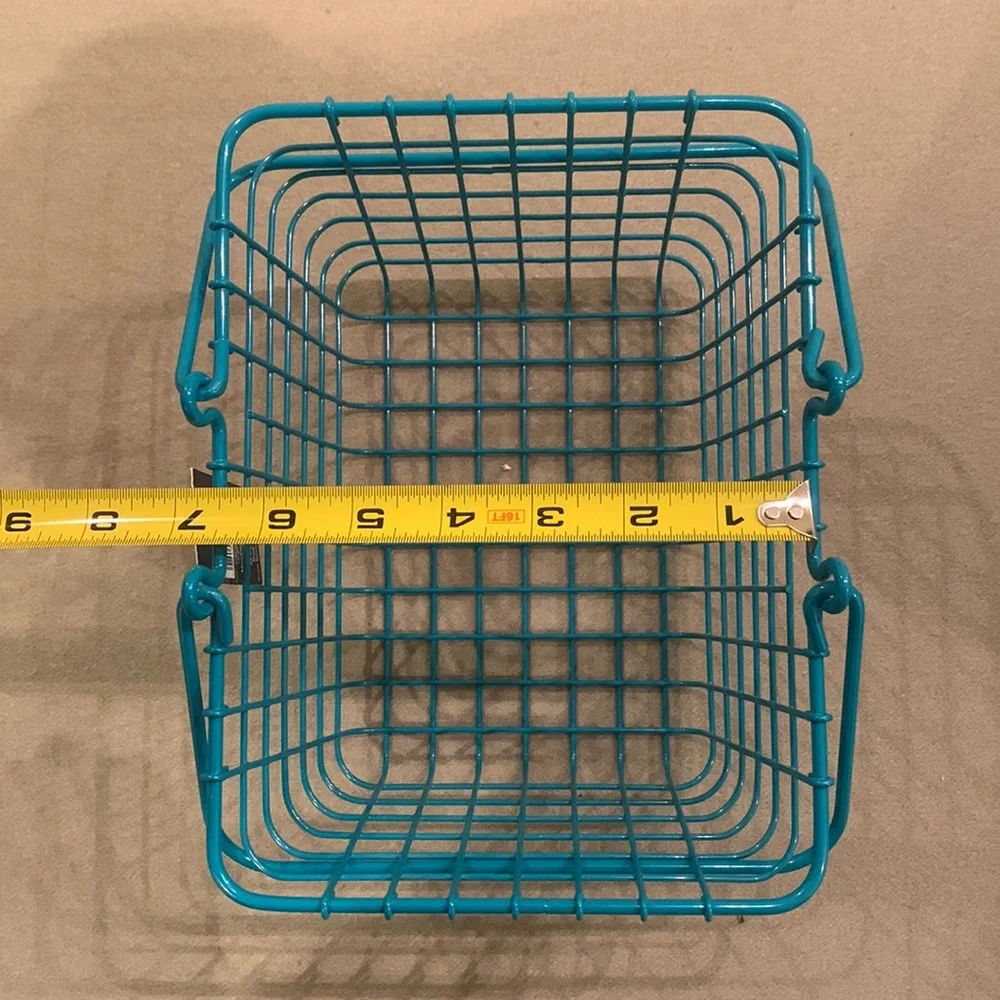 NEW NWT Teal Blue Metal Wire Storage Carry Carrying Caddy Handles